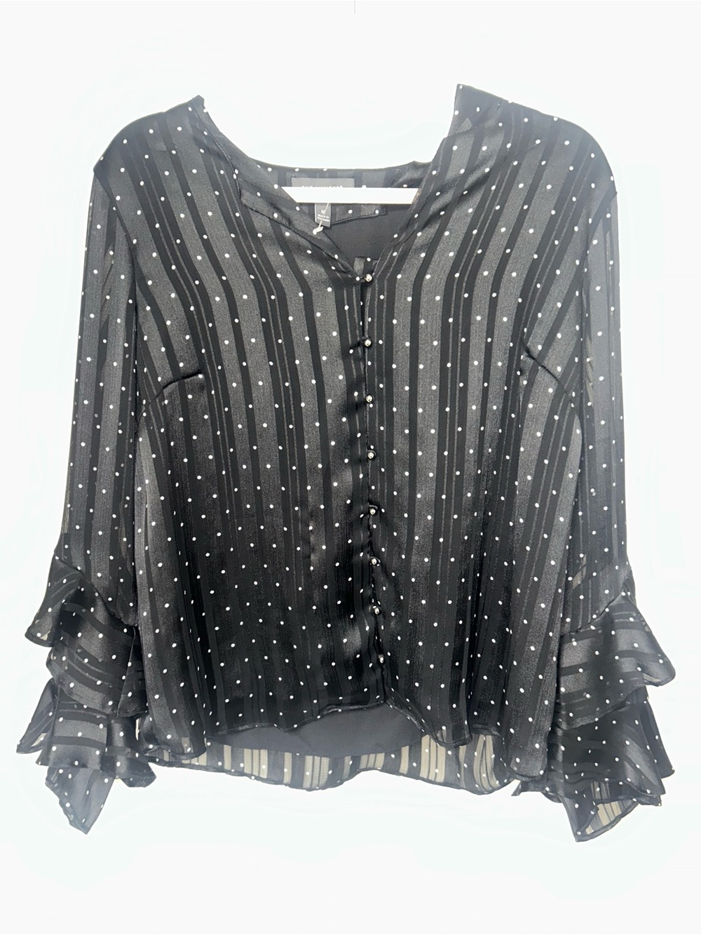The Limited Black Polka Dot Ruffle Sleeve Blouse